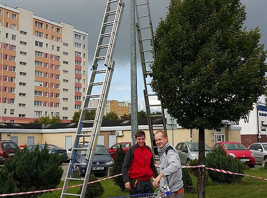 Instalacja kamery kopułowej BCS na słupie - parking CH Kaszuby Wejherowo