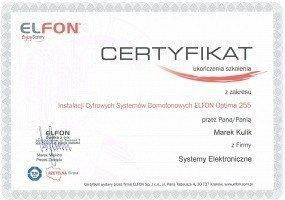 ELFON Certyfikat