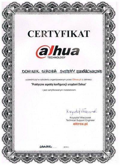 Certyfikat Dahua dla instalatorów